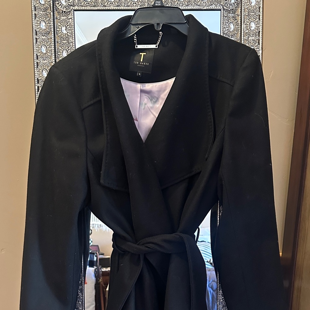 Ted Baker cashmere and wool Black Belted Coat